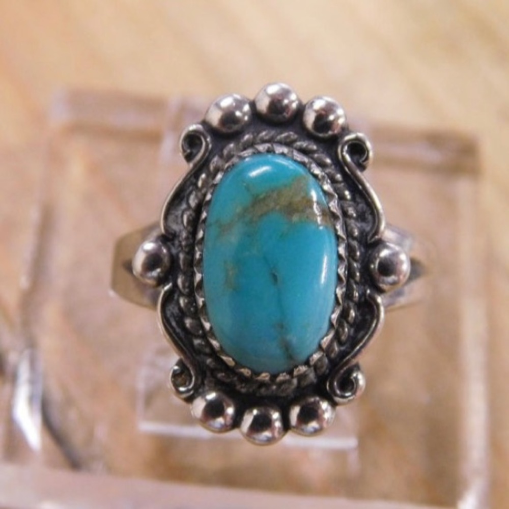 Sterling silver turquoise ring signed by the artist